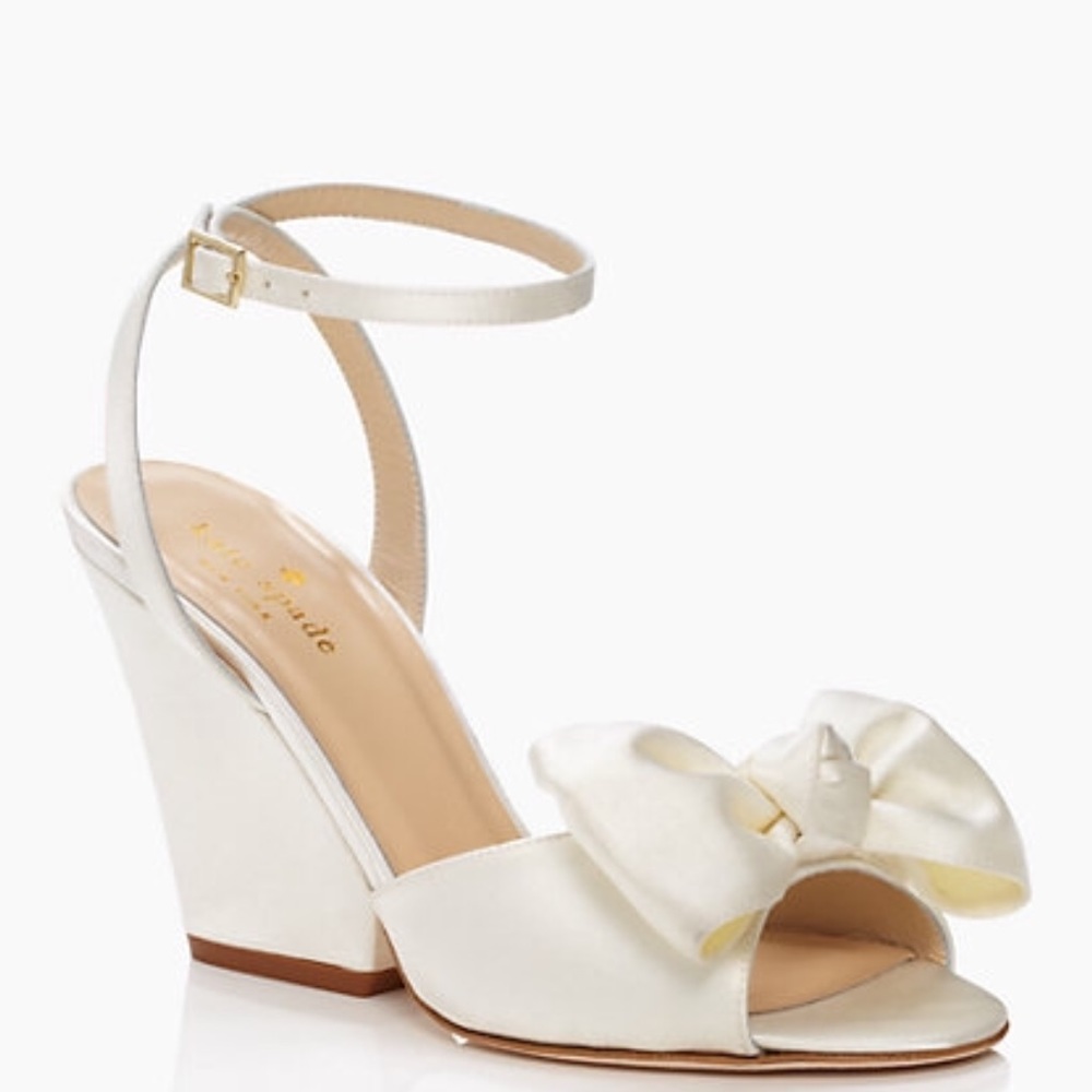 Kate Spade White Satin Iberis Bow Heel